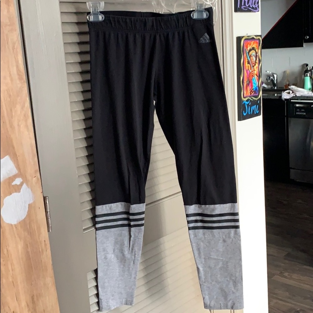 Adidas Black and Gray Leggings Small